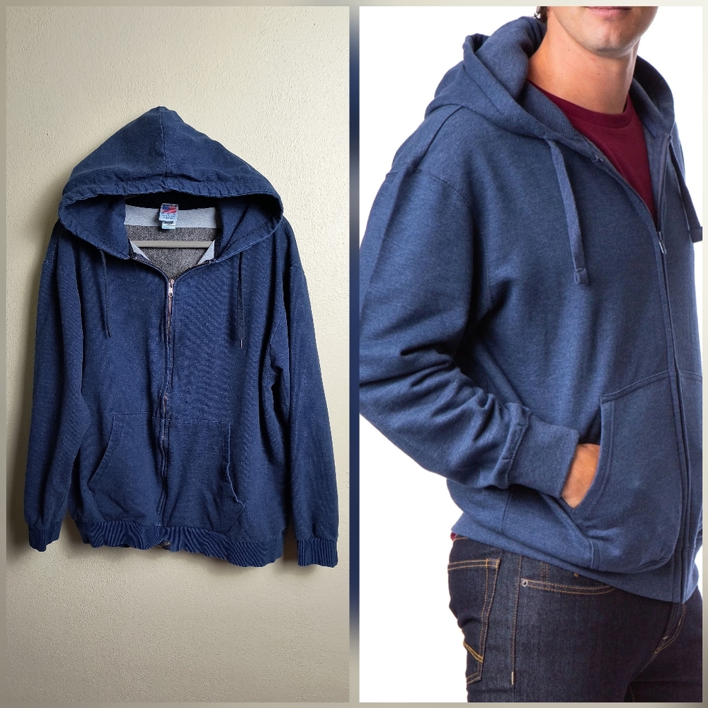 Blue Hoodie Sweatshirt Men's Size X-Large American Flag Casual